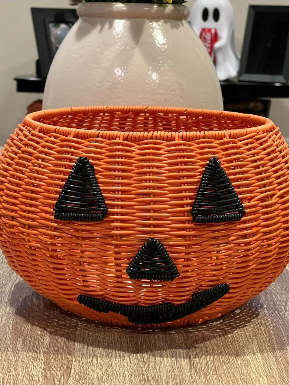 Orange Woven Jack-O'-Lantern Basket